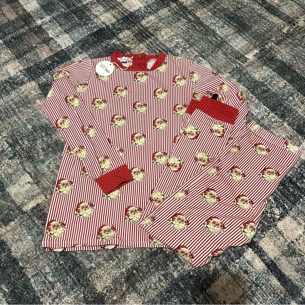 Red Striped Kids Pajamas with Bear Print